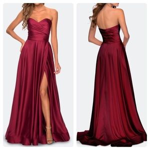 NWT Strapless Slit Satin Ballgown LA FEMME